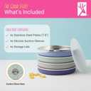 Elk and Friends Stainless Steel Divided Plates with Silicone Sleeve for Babies & Toddlers | Lids Included | Stay Put Suction | Dinner & Snack Plates | 4 Pack