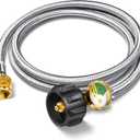 6FT Propane Hose Adapter 1lb to 20lb with Gauge, Propane Tank Adapter Hose 20 lb to 1 lb, Propane Tank Hose, Propane Grill Hose Fit for Weber Q Grill, Coleman Camping Stove, Mr Buddy Heater