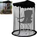 63" H Canopy Chair Mosquito Net, Mosquito Mesh Chair Net with Waterproof Roof and Zipper Opening, Mosquito Net Chairs Cover for Outdoor Hunting Fishing Camping, Excluding Chair or Support