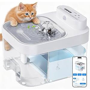 ODSD Cat Water Fountain, Wastewater Separation & No Filter Cotton, Pet Water Dispenser with 101oz/3L Large Capacity Tank, Wireless Automatic Water Fountains for Cats Indoor Cat Watering Supplies (White)
