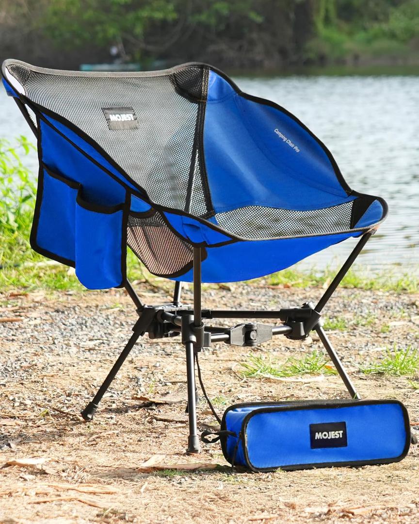 Portable Camping Chair Compact Lightweight Folding Chair for Adults, Supports 330 lbs Ideal for Backpacking Hiking, Fishing, Beach, Picnic & Lawn (Black)
