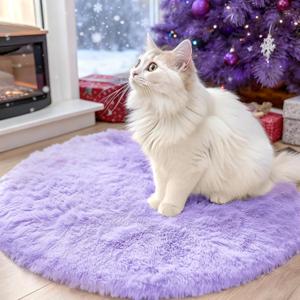 OLANLY Light Purple Round Rugs for Bedroom - Machine Washable, 2 ft Circle Area Rugs for Living Room, Soft and Fluffy Shaggy Carpet for Teen Girls and Boys, Nursery Rooms, Dorms, Home Decor Aesthetic