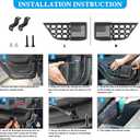 Z8 Metal Rear Door Storage Pockets Compatible with 2018-2025 Jeep Wrangler JL JLU JT Side Organizer Storage Box Replace Sagging Nets