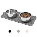 Ptlom Pet Placemat for Dog and Cat, Mat for Prevent Food and Water Overflow, Suitable for Medium and Small Pet, Grey, Silicone