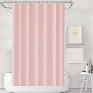 Timecity Pink Shower Curtain with 3 Magnets Plastic Shower Curtain Liner Thickened Waterproof Quickdrying Shower Curtain Set with 12 White Plastic Hooks Shower Liner for Bathroom Shower,71x71inch