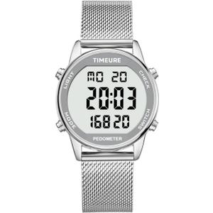 Women's Step Counter Pedometer Watch with Stainless Steel Bracelet, Stylish Design, No App, No Charging Needed for Step, Calorie, Distance, Alarm, Countdown TimerTU-2401