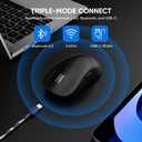 MELOGAGA Wireless Gaming Mouse, 2.4G/Bluetooth 5.4/USB-C 3-Mode Wired/Cordless Game Mice with 8 Adjustable DPI, Ergonomic Rechargeable Computer Mouse for PC, Mac, PS5, Tablet -Black