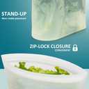 Small Reusable Silicone Food Storage Bags 4 Pack, 33fl oz/1000ml, 100% Silicone Stand-Up Wide-Open Zip-Lock Reusable Bags for Small Items, Microwave Freezer Oven Dishwasher Safe, Translucent