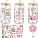 Dunzoom 3 Pcs Nurse Week Appreciation Gifts Set for Women Included 16 oz Glass Cup with Lid Makeup Bag Badge Reel Practitioner Gift for Nurse Graduation Pathologist RN NICU Preceptor Nursing Assistant