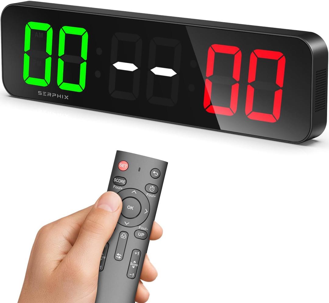 15.2" Large Digital Scoreboard, Variable LED Color, Timer Clock, Tabletop Electronic Scoreboard with Remote, Score Keeper for Games/Corn Hole/Volleyball/Table Tennis Sports