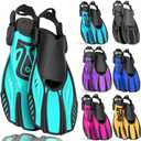 Snorkel Fins Diving Fins Adjustable Buckles Open Heel Swim Flippers Travel Size Short Swim Fins for Snorkeling Diving Swimming Adult Men Womens, Green - ML/XL(US Men 9-13/ Women 10-14)