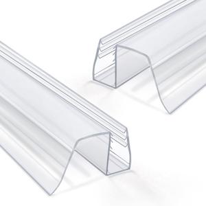 Bathroom Shower Glass Door Bottom Seal Strip, 2PCS 36 Inch Long Clear PVC Seal Strips for 5/16"(8mm) - 3/8"(10mm) Thick Framless Glass Door Panel
