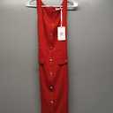 GRACE KARIN Women Business Work Dress Sleeveless Buttons Belted Square Neck Dress Bodycon Midi dress red (M)
