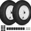 LotFancy 4.80/4.00-8 Tire and Wheel, 2 Pack 16 Inch Pneumatic Wheelbarrow Replacement Wheels, 5/8" Bearings, Adjustable 3" to 7" Centered Hub, for Wheelbarrows, Garden Carts, Yard Wagons