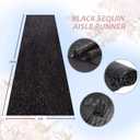 Wedding Aisle Runner: 4FT15FT Sequin Fabric - Black Sparkly Carpet Runner for Helloween Bachelor Party Outdoor Grass Floor Indoor Rug Runner Hallway Decorations