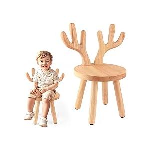 Wooden Step Stool Children Toddler Chair Kids Desk Chair with Non-Slip Foot Mat Wood Wax Oil Craft Sensory Table for Kids Playroom Classroom Boys Girls Age 2+ Size10" L X 10" W X 18" H