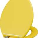 Angol Shiold Wood Toilet Seat, Zinc Alloy Hinges (Elongated, Yellow)