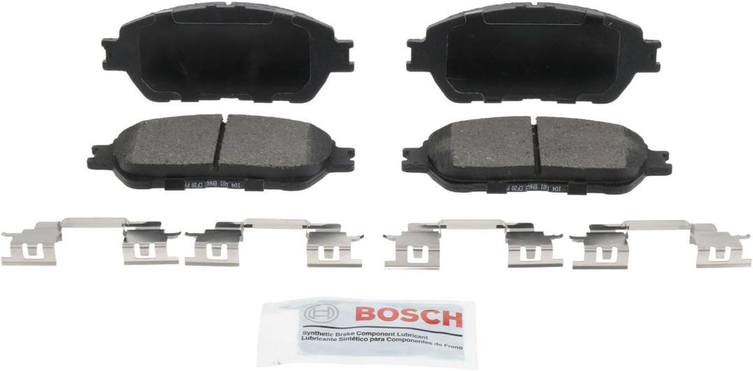 BOSCH BE906H Blue Ceramic Disc Brake Pad Set With Hardware - Compatible With Select Lexus ES300, ES330; Toyota Avalon, Camry, Sienna, Solara, Tacoma; FRONT