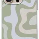 Matcha Green Aesthetic Liquid Swirl Case Compatible with iPhone 16 Pro, Modern Retro Abstract Color Art Case for iPhone 16 Pro, Cool TPU Bumper Phone Case Cover