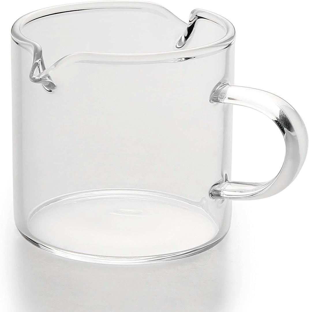 Measuring cup, shot Glasses Espresso Parts Double Spouts Milk Cup Clear Glass  2 pack