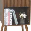 Mid Century Modern Nightstand, Wood Bedside Table with Drawer and Opening Storage, End Table Living Room Fluted Night Stand with Solid Wood Legs for Bedroom (Rustic Brown) | Drawer, Opening Storage, End Table, Living Room, Fluted, Night Stand