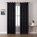 ChrisDowa Grommet Blackout Curtains for Bedroom and Living Room - 2 Panels Set Thermal Insulated Room Darkening Curtains (Black, 52 x 84 Inch)