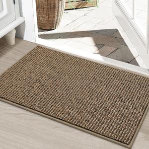 BEQHAUSE Dirt Trapper Door Mat 24" x 36", Non-Slip Washable Doormats Entrance Mat, Dirt Resistant and Absorbent Welcome Mat, Low Profile Floor Mats for Front Back Door and Entryway, Beige
