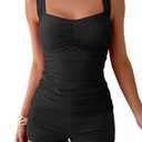B2prity Women's Tankini Swimsuit Tummy Control Ruched Two Piece Bathing Suit with Shorts Push Up Modest Swim Suits Black 2XL