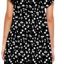 hibshaby Women's Floral Print Mini Dress V Neck Puff Sleeve Dress Short Babydoll Bow Dress. M Size