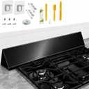 Yuleimy 30 Slide-In Range Rear Gap Filler Kit, Universal 3-Sided Stove Gap Cover Between Cooktop and Wall, Aluminum Cooktop Trim Kit for Behind Stove Gap, Range Rear Gap Filler Strip, Black
