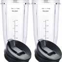 Blender Cups Fit for Ninja, Replacement Parts 24OZ Cups with Sip & Seal Lids, Blender Accessories Compatible with Nutri Ninja Auto IQ Series BL480 BL481 BL482 BL490 BL640 BL680 BL450 BL482 (2 Pack)