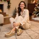 Zizor Women's Winter Bootie Slippers House Shoes - Cozy Warm Suede with Fur Lining, Memory-Foam Insole, Cute Design for Indoor & Outdoor (9, Tan)