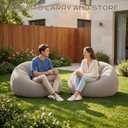 6 Pcs Inflatable Bean Bag Chairs with Electric Air Pump, Giant Blow Up Couch, Outdoor Folding Beanbag Chairs for Adults, Portable Lounger Air Sofa Lazy Sofa Seating Movie Night, Coffee Taupe, 103 cm x 103 cm x 60 cm