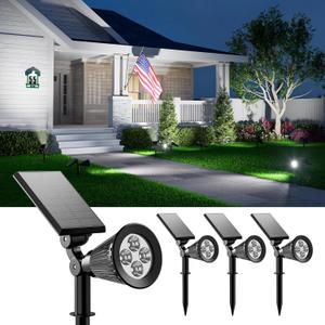 4 Pack Solar Spotlights Outdoor Waterproof for Tree, Statue, Flower, Pot, Bush, Wall, Bright LED Outside Landscape Flood Lights for Security Uplighting Yard, Garden, Driveway, Walkway, House, Fence (Cool White)