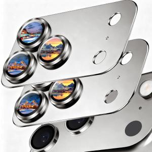 SiHPuoy 2 Pack Camera Lens Protector for iPhone 17 Pro Max Accessories, Metal Aluminum Alloy Tempered Glass Camera Protector, [Military Grade Shatterproof] [Case Friendly] -Grey