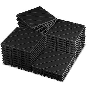 36 Pack Plastic Interlocking Deck Tiles, 36 sq.ft 12 x 12 Patio Deck Tiles Waterproof Outdoor Indoor All Weather Use, Patio Floor Decking Tiles for Pool Balcony Backyard Pathway Porch, Dark Grey (Twill)