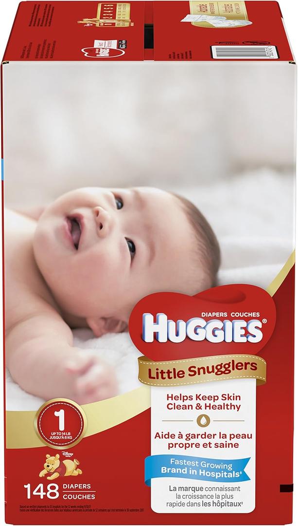 Baby Diapers Size 1 (8-14 lbs), 198ct, Huggies Little Snugglers Newborn Diapers