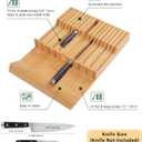 Utoplike In-drawer Knife Block Bamboo Kitchen Knife Drawer Organizer Large, handle Steak knife Holder without Knives, Fit for 16 Knife and 1 Sharpening Steel (Knives & Sharpening Not Included)