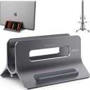 SODI Vertical Laptop Stand for Desk, Gravity Auto Lock MacBook Stand, Aluminum Laptop Holder Vertical Compatible with MacBook Pro, Air, Tablet, Space-Saving Organize Work & Home Office, Gray