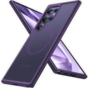 TORRAS Magnetic Shockproof for Samsung Galaxy S24 Ultra Case, Fit for MagSafe, Military Grade Drop Tested, Protective Translucent Matte Slim Case for Samsung S24 Ultra, Deep Purple