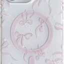 Designed for iPhone 14 Pro Magnetic Case, Cute Pink Bow Painted for Women Girls, Soft TPU Edge PC Back Protective Shockproof Phone Case