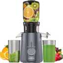 Cold Press Juicer Machines, Slow Masticating Juicer with 4.25" Large Chute, Self-Feeding Juice Extractor for Whole Fruits & Vegetables, 98% Juice Yield, Quiet & Easy to Clean (Grey)