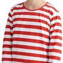 Focupaja Red and White Striped Suits Kids Halloween Costume Long Sleeve Shirt Hat Glasses Boys Girls Cosplay Outfit (L, Red Stripes