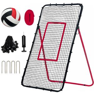 4x7FT Volleyball Rebounder Net with 5 Adjustable Angles, Bounce Back Trainer for Passing, Serving & Hitting Practice, Ideal Volleyball Training Equipment for Backyard