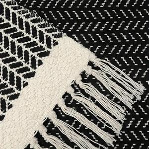 Lahome Belle Boho Entryway Rug, 2×3 Rugs for Bedroom Lightweight Washable Throw Rug Woven Cotton Bathroom Carpet with Tassels, Farmhouse Black and White Rugs for Living Room Kitchen Office Dorm