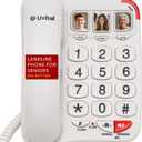 Uvital Big Button Phone for Seniors - Simple Basic Telephone for Elderly, White Telephone Landline Phones, Home Phone for Seniors - Amplified Ringer | Loud Speaker | One-Touch Dial Photo Button