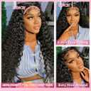 13x6 Deep Wave Lace Front Wigs Human Hair 200% Density HD Transparent Lace Frontal Wigs Pre Plucked with Baby Hair Glueless Curly Wigs for Black Women 24 Inch