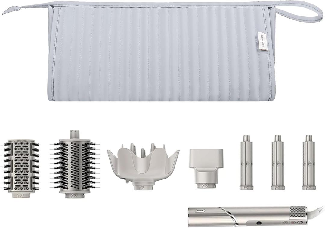 Lexeeco Dy son Air wrap Travel Case Hair Tools Travel Bag for Shark Flexstyle Carrying Case Portable Shark Hair Dryer Revlon Flat Curling Iron Organizer(Silver Gray)