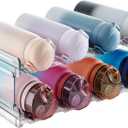 Lifewit Stackable Water Bottle Organizer/Holder for Cabinet Fridge, Kitchen Pantry Organization and Storage, Plastic Wine Racks, Tumbler Travel Mug Cup Holder, 2Pack, Hold 8 Bottles