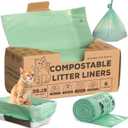 Cat Litter Box Liners 100% Compostable - Drawstring Close - 6 Count - Jumbo Size 36" x 19" - Tear & Leak Resistant - OK Compost Home Certified